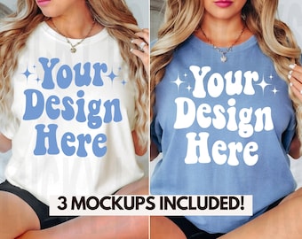 Comfort Colors Matching Mockup, Comfort Colors Couple, Model Mockup, Bridal Party Mockup, Comfort Colors Mockup, 1717 Ivory, 1717 Blue Jean