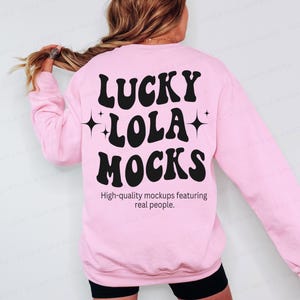 Gildan 18000 Light Pink Mockup, 18000 Back Mockup, Gildan Sweatshirt Back Mockups, 18000 Gildan Model Mock Up, Back Gildan 18000 Mockup