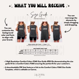 Comfort Colors 9360 Size Chart, 9360 Mockup, 9360 Size Chart, 9360 Size Guide, Comfort Colors Tank Size Chart, Tank Top Size Chart image 2