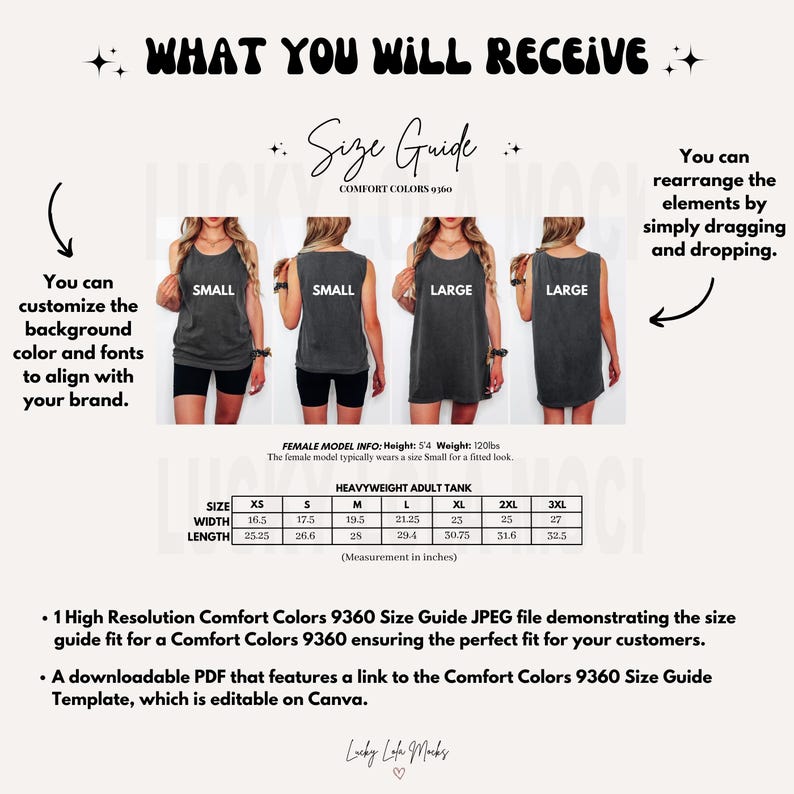 Comfort Colors 9360 Size Chart, 9360 Mockup, 9360 Size Chart, 9360 Size Guide, Comfort Colors Tank Size Chart, Tank Top Size Chart image 2
