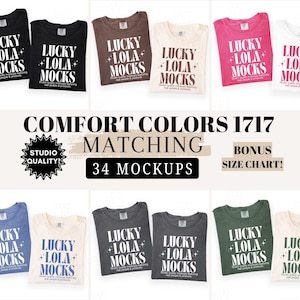 34X Comfort Farben 1717 Paar Mockup Bundle, c1717 gefaltet flach liegend passender Mockup, Paare Mockups T-Shirt