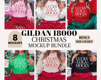 Gildan 18000 Christmas Mockup Bundle, Gildan 18000 Mockup, Sweatshirt Mockup, Gildan 18000 Bundle, 18000 Christmas Mockup, Real Model Mockup