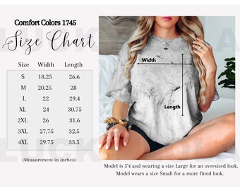 Comfort Colors 1745 Color Blast Size Chart Mockup, 1745 Mockup, Comfort Colors Color Blast Mockup, Size Chart Mockup, 1745 Size Chart