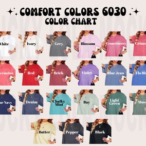 Tabla de colores Comfort Colors 6030, Tabla de colores 6030, Maqueta de camisa con bolsillo, Maqueta 6030, Maqueta de modelo, Tabla de colores Comfort Colors, Guía de colores