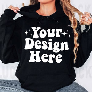 Gildan 18500 Mockup, Gildan Schwarzer Hoodie Mockup, Übergroßes Hoodie Mockup, Gildan Modell Mockup, Gildan Mockup Schwarz, 18500 Modell Mockup
