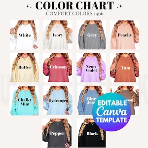 Editable Comfort Colors 1466 Color Chart, Sweatshirt Color Chart, 1466 Mockup, 1466 Comfort Colors, Comfort Colors 1466 Mockup