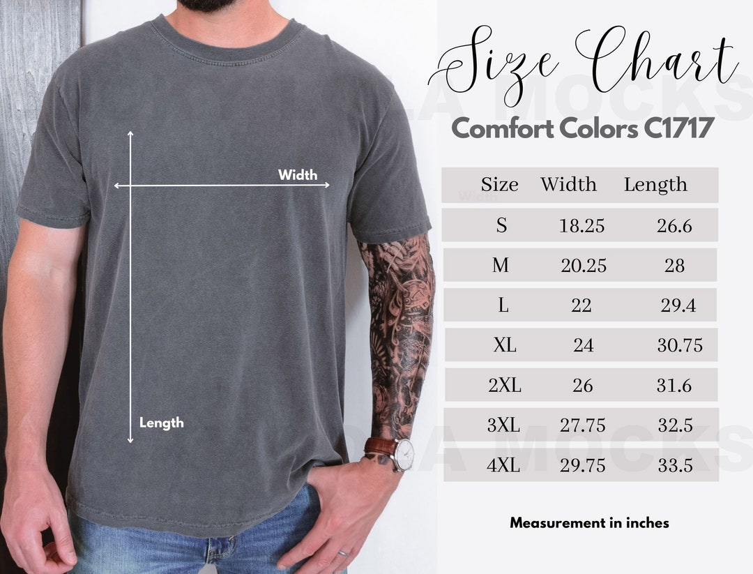 Comfort Colors Size Chart, Mens Size Chart, Mens Shirt Size Chart, 1717 ...