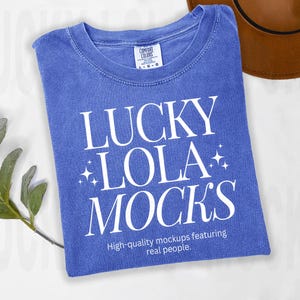 Comfort Colors 1717 Flo Blue Mockup, 1717 Flat Lay Mockup, Comfort Colors Flat Lay Mockup, 1717 Flatlay Mockup, Comfort Colors Folded Mockup