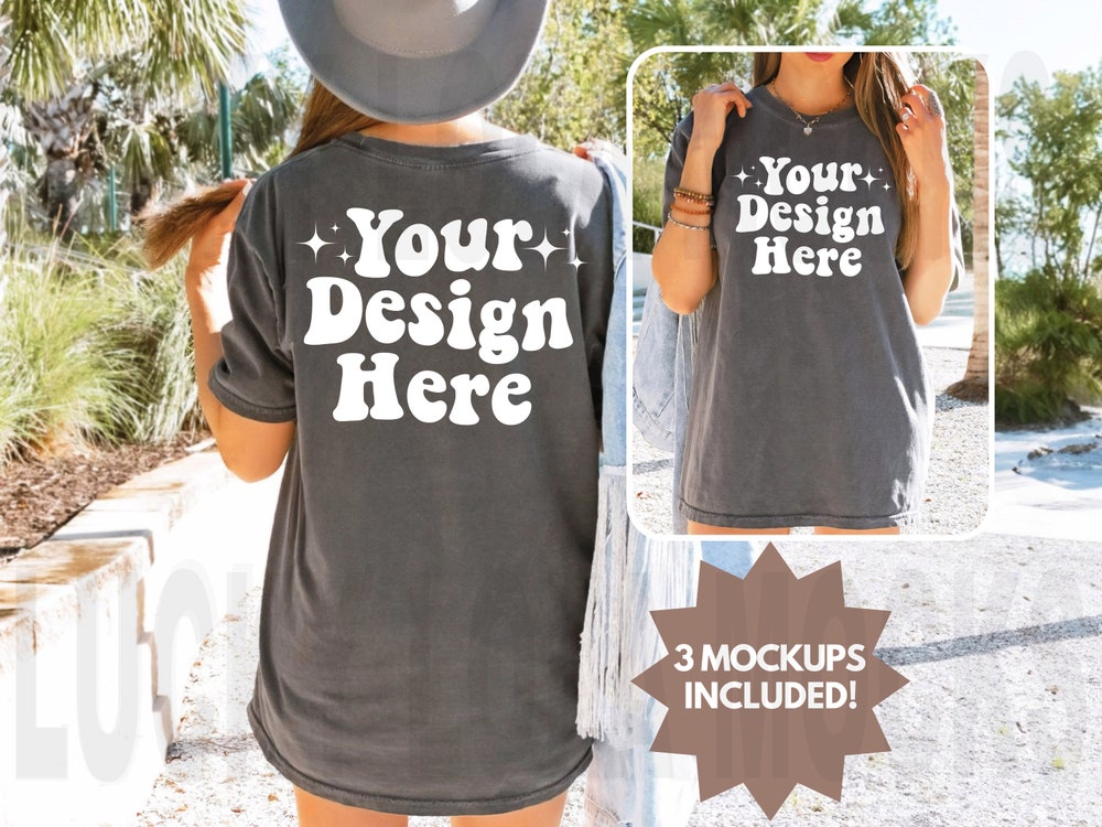 Snorider Design Front And Back Comfort Colors Pepper Mockup, Front Back Shirt Mockup, Pepper Shirt Mockup, Oversized Mockup, Model Mockup, Back Shirt Mockup