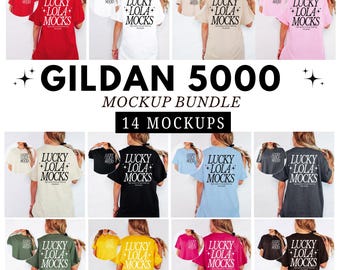 Gildan 5000 Mockup Front and Back Bundle, Gildan 5000 Mockup, Gildan 5000 Bundle, Gildan Shirt Mockup Bundle, Front and Back Mockup