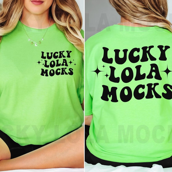 Front and Back Mockup, Gildan 64000 Lime Mockup, Back Mockup, Lime Gildan 64000 Mockup, Gildan Shirt Mockup, Model Mockup, Shirt Back Mockup