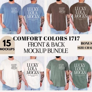 Comfortkleuren 1717 mockupbundel, voor- en achterkant mockup comfortkleuren, comfortkleuren 1717 mannen mockup getatoeëerd, 1717 voor- en achterkant