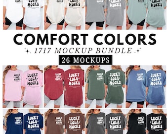 Comfort Colors 1717 Front & Back Mockup Bundle, 26 Split View Mockups, Real Model, Real Products, No ai