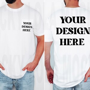 Comfort Colors 6030 White Pocket Mockup, Comfort Colors 6030 Mockup, Front and Back Mockup, Pocket Shirt Mockup, 6030 White Mockup
