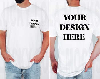 Comfort Colors 6030 White Pocket Mockup, Comfort Colors 6030 Mockup, Front and Back Mockup, Pocket Shirt Mockup, 6030 White Mockup