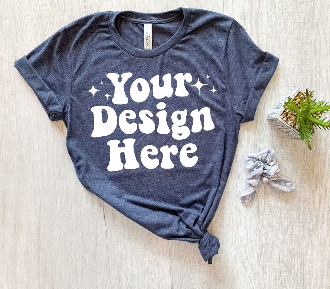 Bella Canvas 3001 Heather Midnight Navy Mockup, Bella Canvas 3001 ...