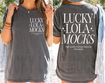 Front and Back Comfort Colors Pepper Mockup, Backside Mockup, Front Back Mockup, C1717 Pepper T Shirt Mock Up, Oversized Mockup, Model Mock