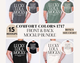 Comfort Colors 1717 Mockup-paket, Fram- och bakmodell Comfort Colors, Herr T-shirt Mockup Comfort Colors, 1717 Fram- och bakmodellpaket