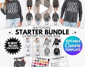 Men and Women Comfort Colors 6014 Video Starter Bundle, 6014 Mockup Bundle, 6014 Color Chart, 6014 Video Size Chart Male and Female