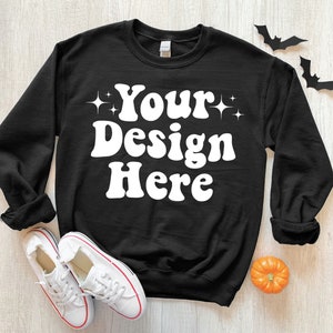 Gildan 18000 Mockup, Gildan 18000 Black Mockup, Black Sweatshirt Mockup, Halloween Mockup, Boho Mockup, Gildan Sweatshirt Mockup