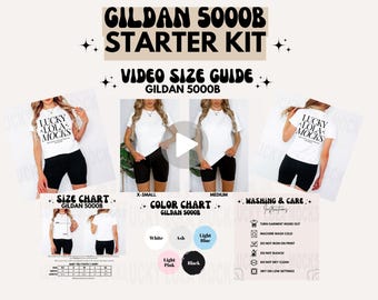 Gildan 5000b Video Starter Kit, Gildan 5000b Size Chart, Y2K Baby Tee Mockup, 5000b Baby Tee Size Guide, Gildan 5000b Mockup