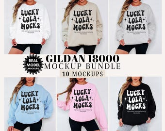 Gildan 18000 Bundle Mockup, Gildan Crewneck Sweatshirt Mockups, 18000 Model Mockups, Sweatshirt Mockup Bundle, Real Model Mockups