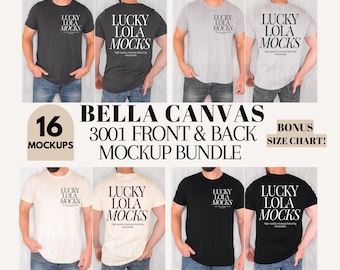 Bella Canvas 3001 Front Back Bundle, Front and Back Men Mock Up, Bella Front and Back Crewneck Mockup, Front and Back Mockup Bundle