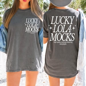 Comfort Colors Pepper Front and Back Mockup, Split View Mockup, Western Mockup, Front Back Mockup, Real Model Mockups, Outdoors Mockup Woman