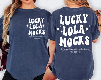 Comfort Colors 1717 Front & Back Shirt Mockup, Denim 1717 T-Shirt Mockup, Front Back Comfort Colors Mockup, c1717 Tee Mockup Front and Back