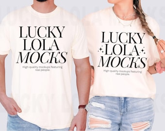 Comfort Colors Ivory Mockup, Comfort Colors Couple, Model Mockup, Couples Tshirt Mockup, Couples Mockup, Men and Women Mockups, 1717 Ivory