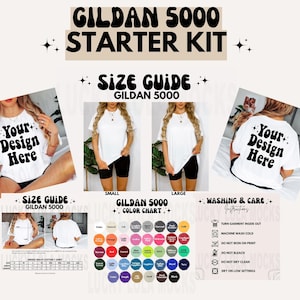 Gildan 5000 Video Starter Kit, Gildan 5000 Video Größentabelle, Größentabelle Mockup, Größentabelle Mockup, Gildan 5000 Farbkarte, 5000 Mockup