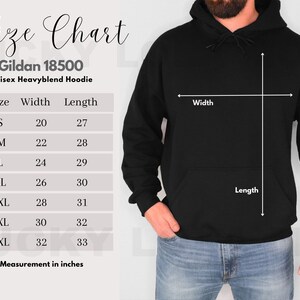 Gildan 18500 Size Chart, Mens Size Chart, Gildan Size Chart Mockup, Hoodie Size Chart, Size Chart Mockup, 18500 Size Chart, Sizing Chart