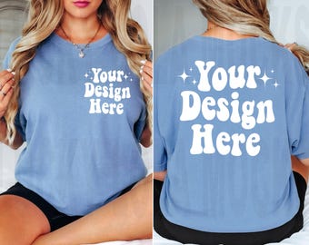 Comfort Colors Front and Back Mockup, Blue Jean Comfort Colors Mockup, C1717 Blue Jean Mockup, Front and Back 1717 Mockup, 1717 Blue Jean