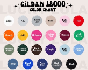 Gildan 18000 Color Chart, Gildan Color Chart, Gildan Sweatshirt Color Chart, Color Chart Mockup, Gildan Mockup, Gildan Crewneck Mockup