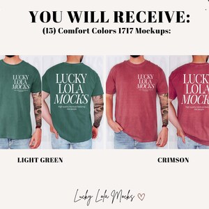 May include: Four t-shirts in different colors, light green and crimson, with the text "Lucky Lola Mocks" printed in white on the front and back. The text is in a modern, minimalist font. The t-shirts are made of a soft, comfortable fabric and are perfect for everyday wear.