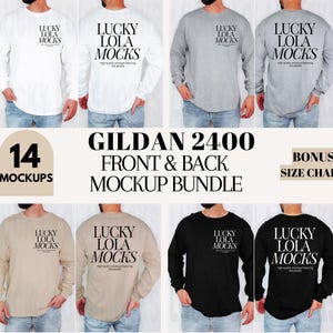 Gildan 2400 Front and Back Mockup Bundle, Gildan Long Sleeve Mockup, Gildan 2400 Front Back, Gildan g240 Mockup, Long Sleeve Shirt Mock Up