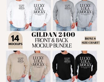 Gildan 2400 Front and Back Mockup Bundle, Gildan Long Sleeve Mockup, Gildan 2400 Front Back, Gildan g240 Mockup, Long Sleeve Shirt Mock Up