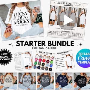 Gildan 64000 Video Starter Bundle, Gildan 64000 Starter Mockup, Gildan 64000 Color Chart, 64000 Video Size Chart, Gildan 64000 Bundle