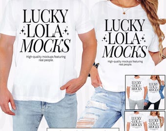 Bella Canvas 3001 Mockup Bundle, Bella Canvas Couple Mockup, Couples Tshirt Mockup, Matching Shirts Mockups, 3001 Couple Mockup, 3001 White