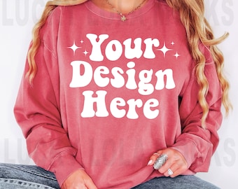 Comfort Colors 1566 Crimson Mockup, Comfort Colors 1566 Mockup, Comfort Colors Sweatshirt Mockup, 1566 Crimson Mockup, 1566 Mock Up