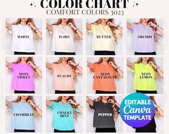 Editable Comfort Colors 3023cl Color Chart, 3023 Color Chart, Comfort Colors Crop Mockup, 3023 Mockup, 3023CL Mockup