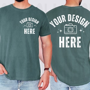 Comfort Colors Blue Spruce Mockup, Front and Back Comfort Colors Mockup, Male Mockup, C1717 Mockup Man, 1717 Mockup, CC1717 Men