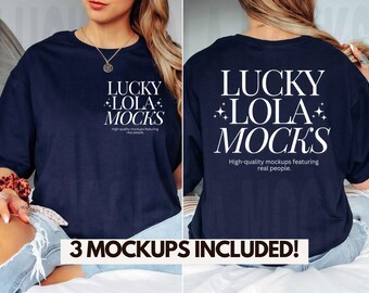 Gildan 64000 Navy Mockup Front and Back, Gildan 64000 Back Mockup, Back of Shirt Mockup, 64000 Gildan Mockup, Front and Back Mockup