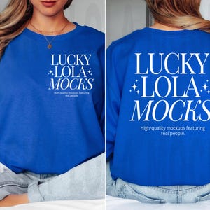 Gildan 2400 Royal Blue Front and Back Mockup, Gildan 2400 Mockup, Gildan Long Sleeve Mockup, Long Sleeve Shirt Mock Up, Front Back Mockup