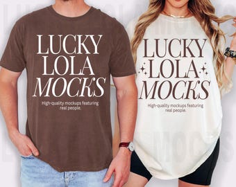 Comfort Colors 1717 Couple Mockup, Matching Comfort Colors, 1717 Espresso Mockup, 1717 Ivory Mockup, Comfort Colors Matching Mockup