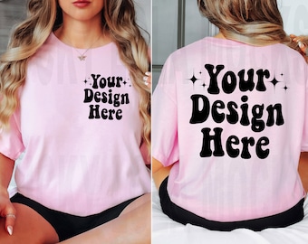 Gildan 5000 Front and Back Mockup, Gildan 5000 Pink Mockup, Pink Shirt Back Mock Up, Back Shirt Mockup, Front Back Mockup Tshirt