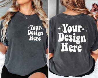 Front and Back Comfort Colors Pepper Mockup, Back Mockup, Front Back Mockup, C1717 Pepper T Shirt Mock Up, Oversized Mockup, Model Mockup