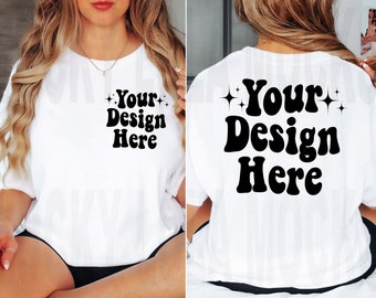 Gildan 5000 White Front and Back Mockup, Gildan 5000 White Mockup, Shirt Back Mock Up, Back Shirt Mockup, Front Back Mockup Tshirt