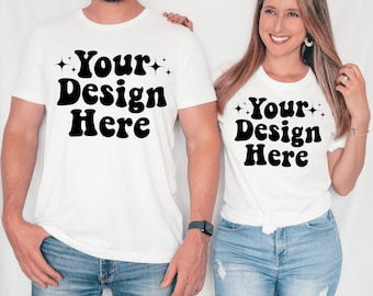 Bella Canvas 3001 Couple Mockup, 3001 White Mockup, Model Mockup, Couples Tshirt Mockup, Matching Mockup, Men and Women Mockups