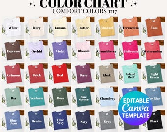 EDITABLE Comfort Colors 1717 Color Chart, Comfort Colors Color Chart, C1717 Color Chart, 1717 Color Chart Mockup, Comfort Colors Mockup